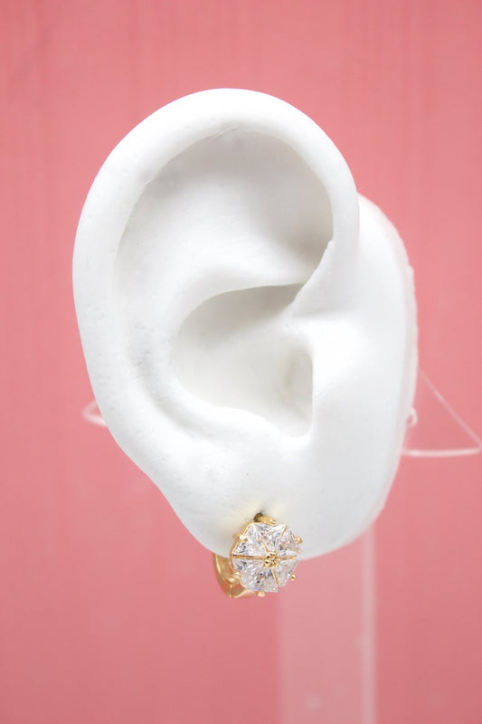 Flower CZ Gemstone Huggies Earrings (L73) [STYLE CC]